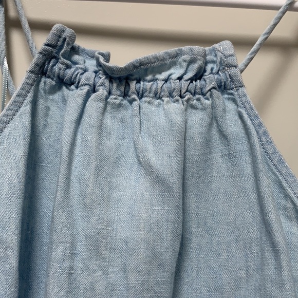 Zara Blue Linen Blend Midi Dress Cross Back Small - Picture 9 of 10